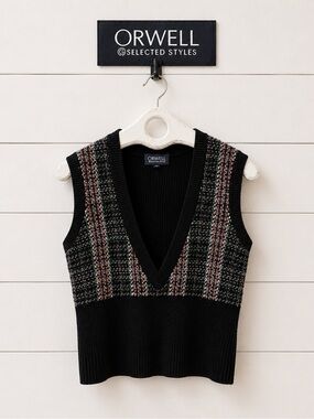 ORWELL Black Tweed Knit Vest Size 8